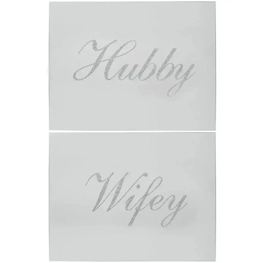 Silver Hubby and Wifey Placemats