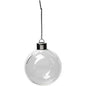 Clear glass Christmas ornament with silver cap and hanging string, perfect for holiday décor and festive gifting