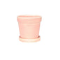 Vintage Pink-Stoneware Painted Pot with Saucer (10x10cm)