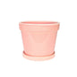 Pink Vintage Stoneware Painted Pot with Saucer (13cm x 11cm)
