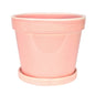 Vintage Pink-Stoneware Painted Pot with Saucer (20x17cm)