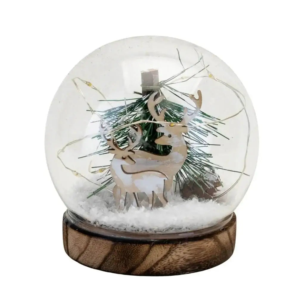 LED Reindeer and Forest Snow Globe (11cm)