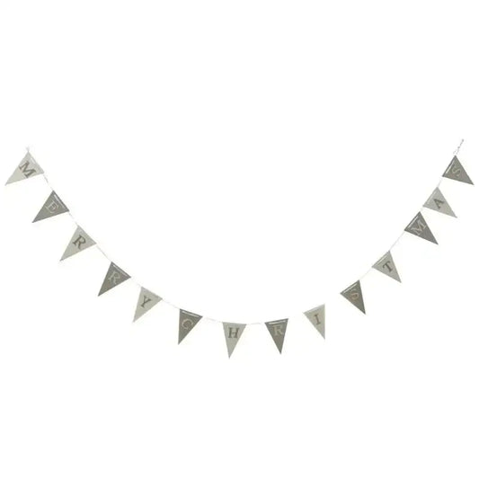 Wooden Silver and White Flag Garland
