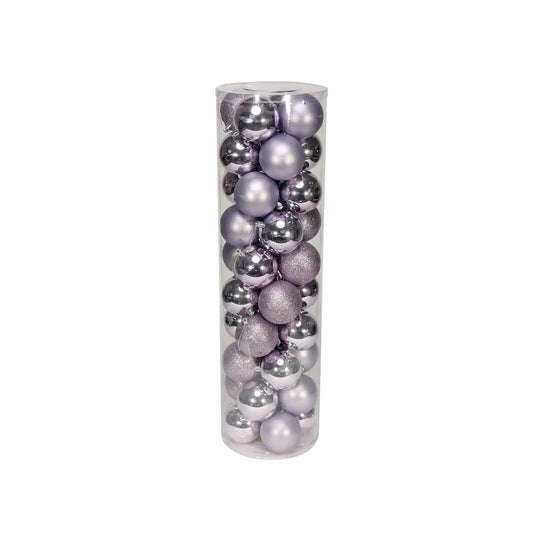 48 Lilac Baubles in Matt  Shiny and Glitter Finish (8cm)