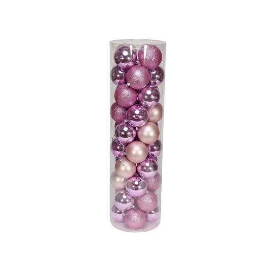 48 Pink Baubles in Matt  Shiny and Glitter Finish (8cm)