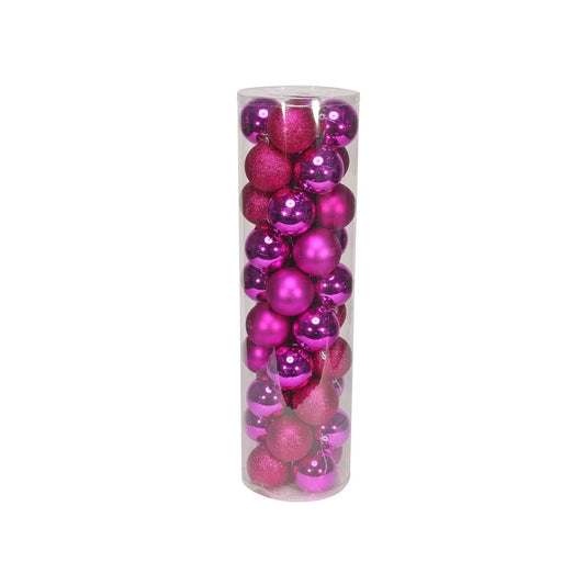 48 Hot Pink Baubles in Matt  Shiny and Glitter Finish (8cm)