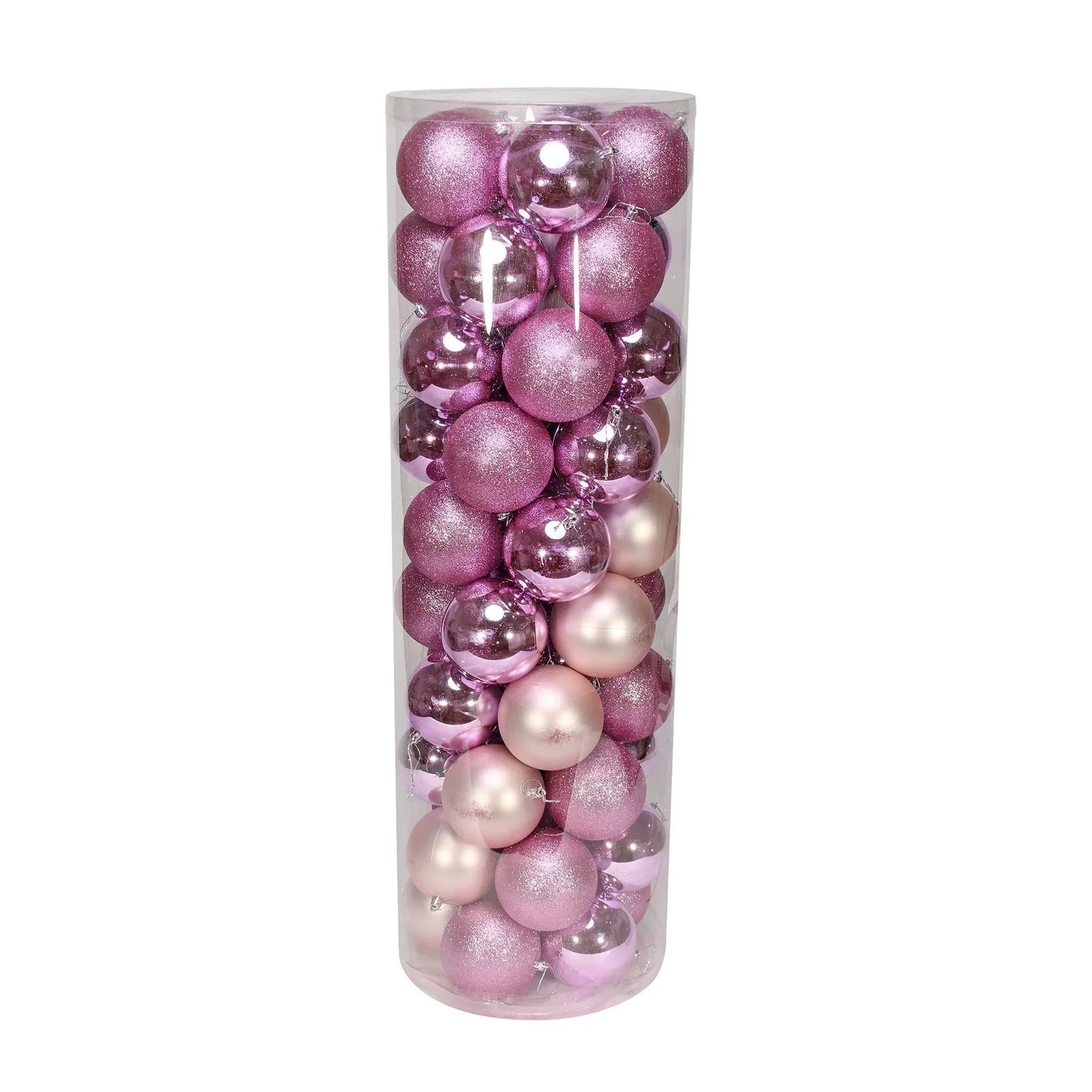 48 Pink Baubles in Matt  Shiny &amp; Glitter Finish (10cm)