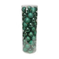 Emerald green Christmas ornaments in clear tube, assorted finishes for holiday tree décor