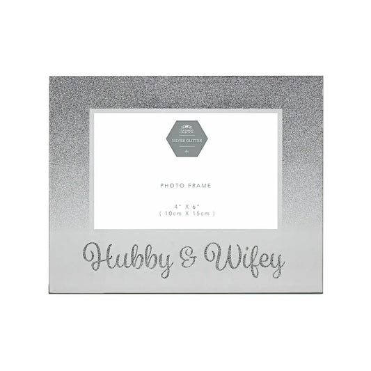 Silver Hubby and Wifey Frame (4x6)