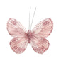 12cm Baby Pink Feather and Glitter Butterfly (Pack of 12)