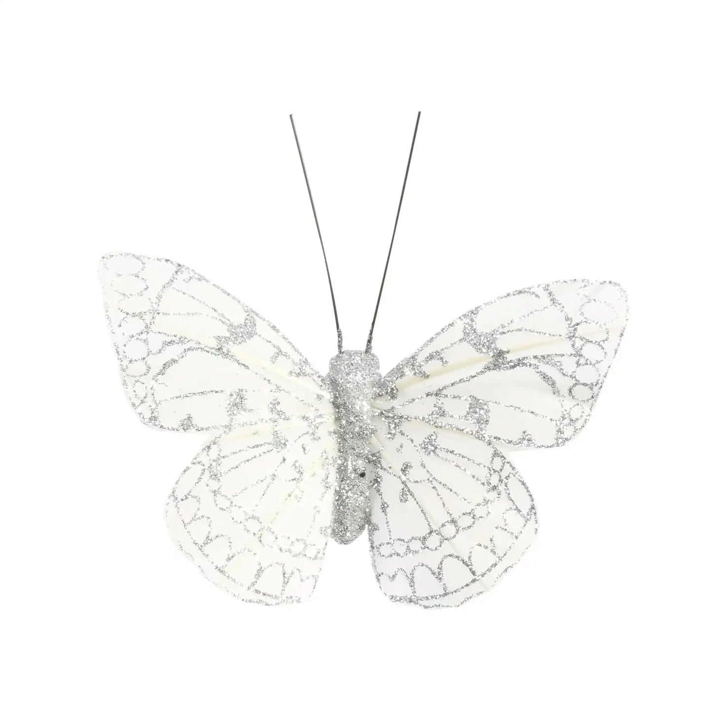 8cm Sterling Feather and Glitter Butterfly (Pack of 12)