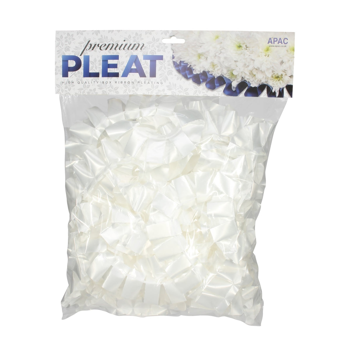 Discover the Premium White Pleat Ribbon (50mm x 10m) at Bristow Direct