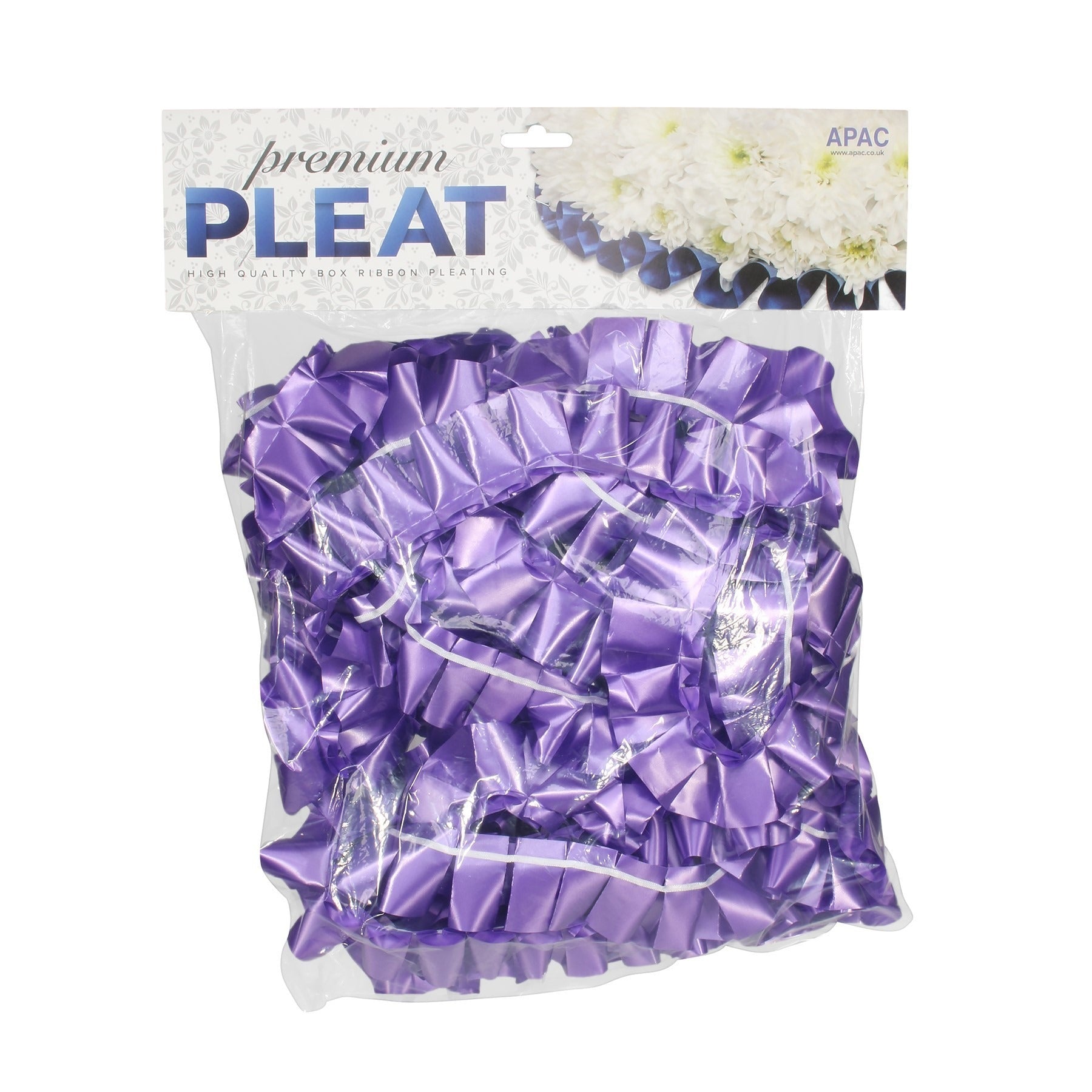 Discover the Premium Purple Pleat Ribbon (50mm x 10m) at Bristow Direct