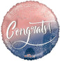 Pink to blue gradient 'Congrats!' foil balloon with glitter, perfect for celebration gifts and home décor