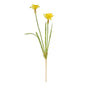 Artificial yellow daffodil stem with two blooms and green leaves for home décor