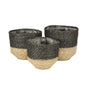 Set of 3  Jute Basket  with Liner (Natural &amp; Grey)