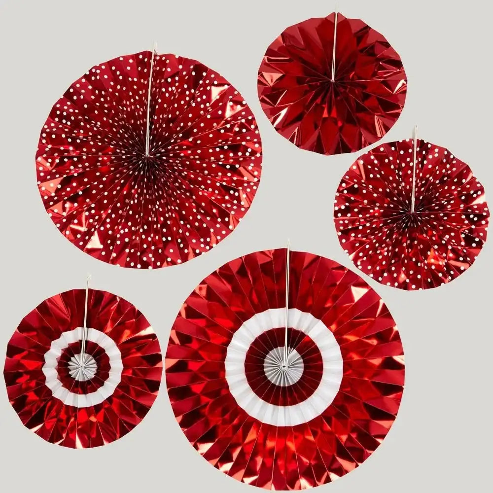 Pinwheel Decorations Red and White Dots (Pack of 5)