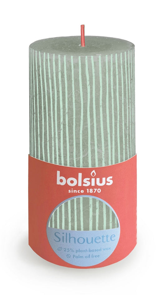 Jade Green Bolsius Rustic Silhouette Pillar Candle (130 x 68mm)