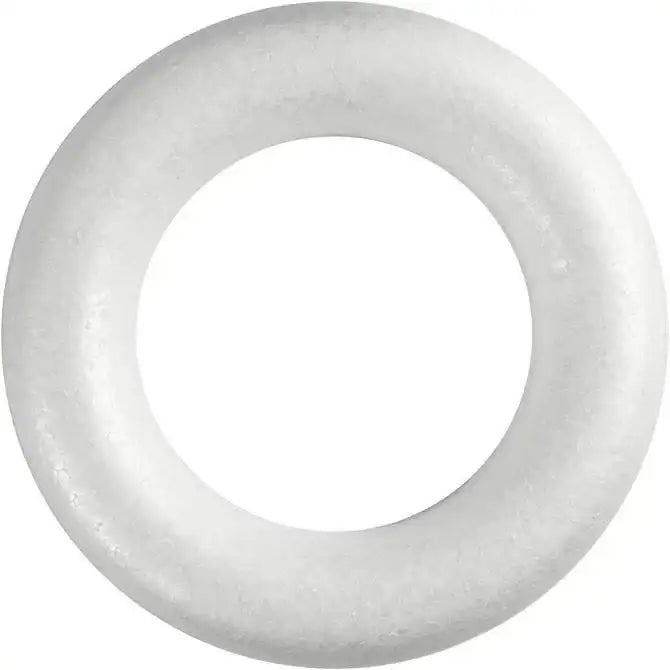White foam wreath base for DIY home décor and craft projects, perfect for festive occasions and gifts