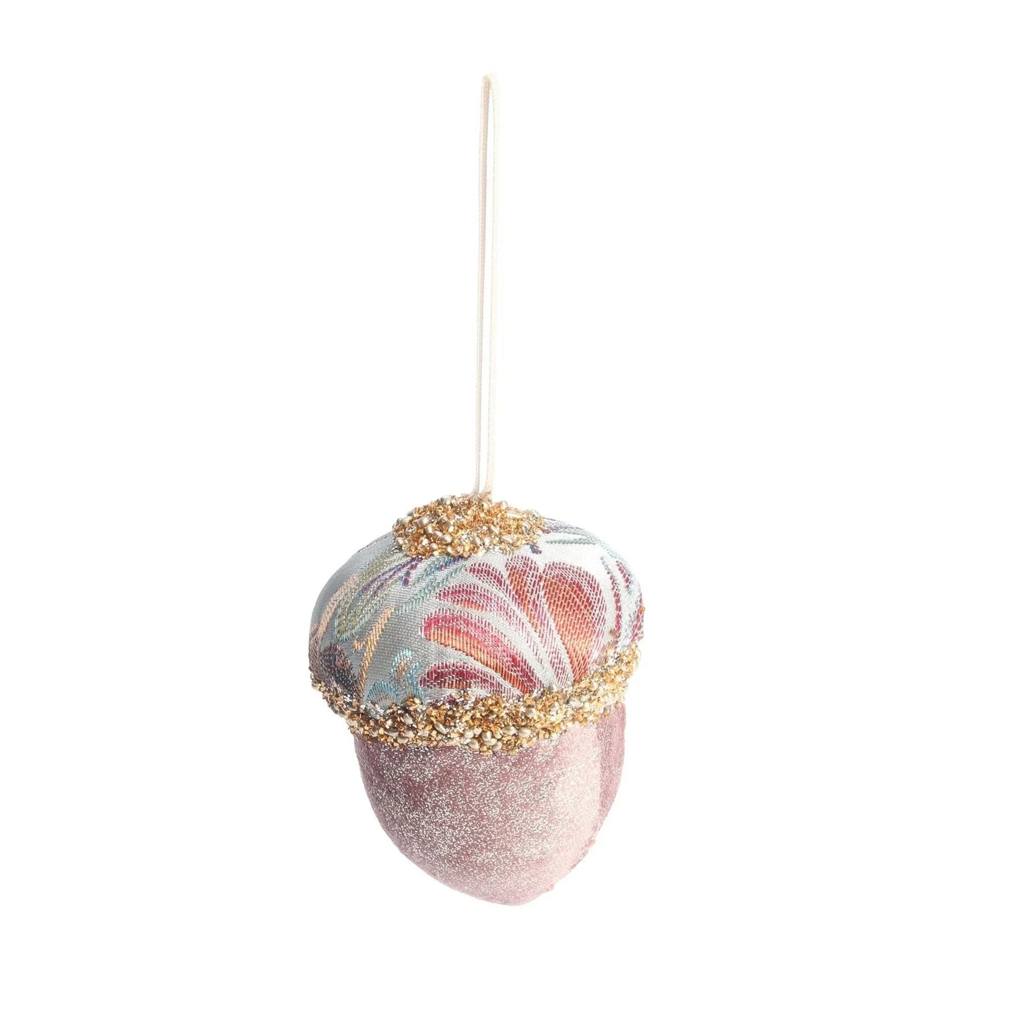 Sage Green &amp; Pink Embroidered Acorn (11cm)