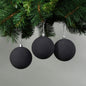 8cm Black Velvet Baubles (Set of 6)