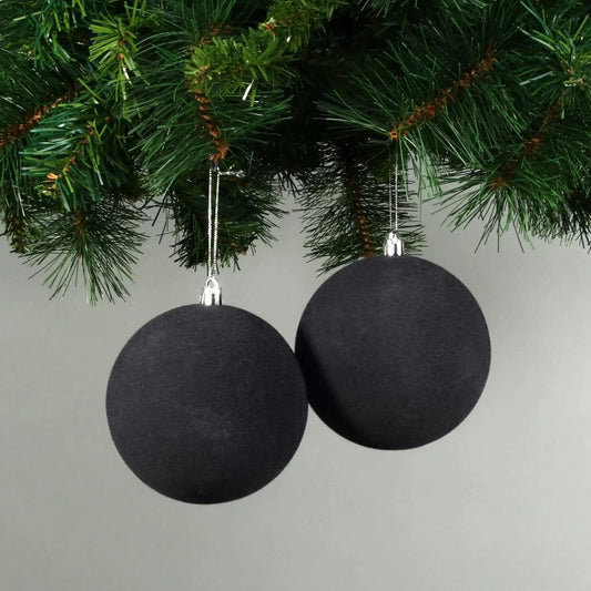 10cm Black Velvet Baubles (Set of 4)