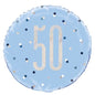 Blue and Silver Prismatic 50th Birthday Foil Balloon  (18 Inch)