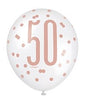 Assorted Rose Gold and White All Over Print 50th Latex Balloon