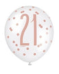Assorted Rose Gold and White All Over Print 21st Latex Balloon