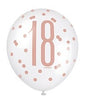 Assorted Rose Gold and White All Over Print 18th Latex Balloon