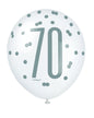Assorted All Over Print Pink and Silver 70th Latex Balloon
