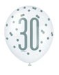 Assorted All Over Print Pink and Silver 30th Latex Balloon