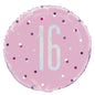 Pink and Silver Prismatic 16th Birthday Foil Balloon (18 Inch)