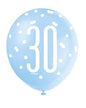 Assorted All Over Print Blue and Silver 30th Latex Balloon