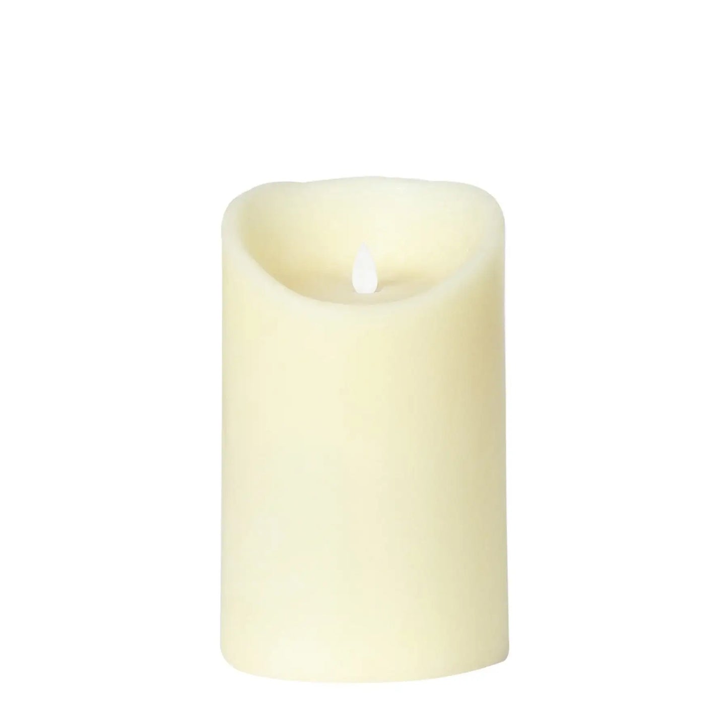 Ivory flameless LED candle with a flickering flame, home décor accent