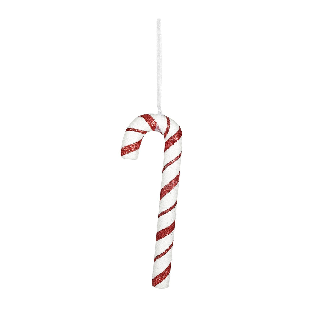 Discover the White Red Glitter Candy Cane Hanging Decoration (20cm) at Bristow Direct