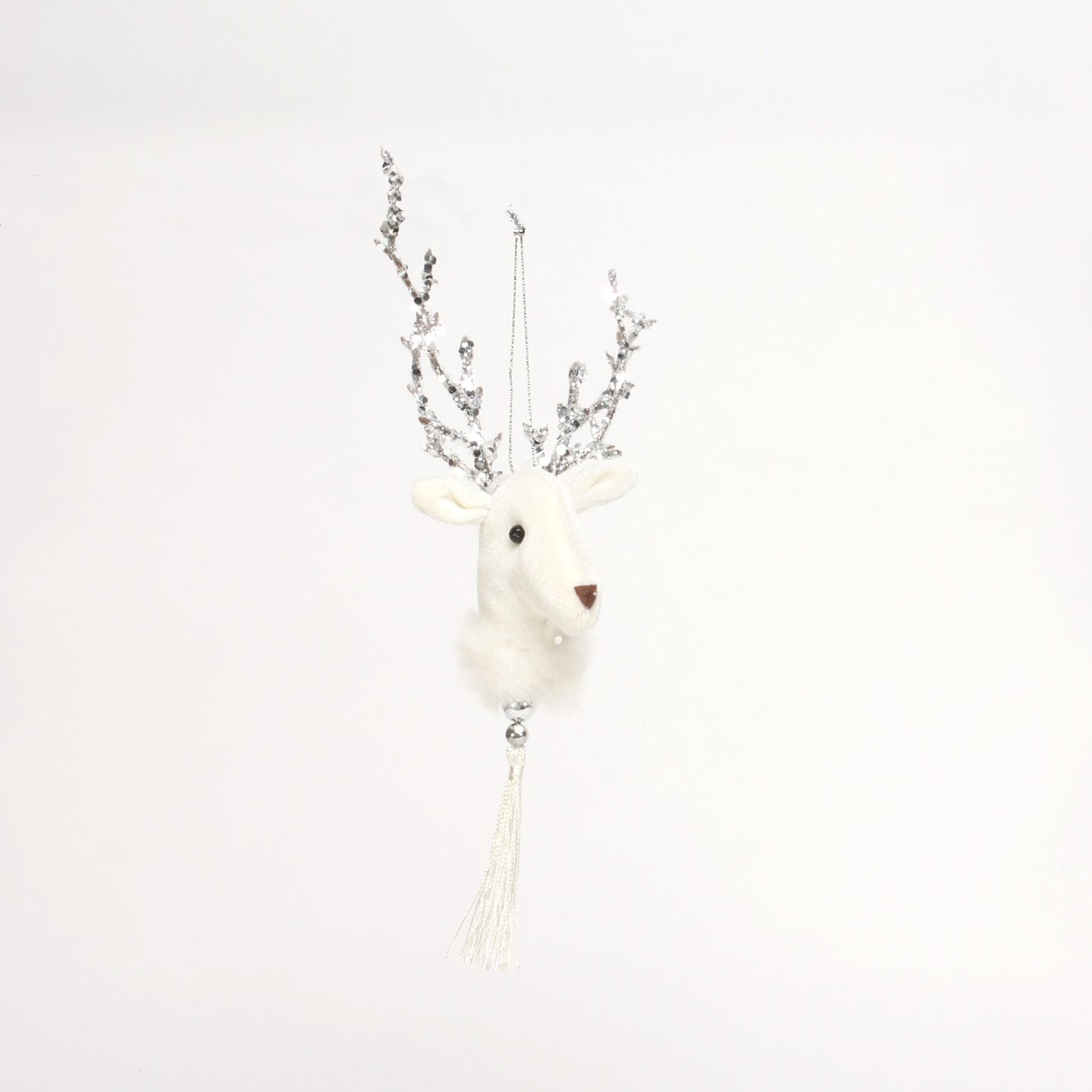 Discover the Winter Wonderland Velvet Deer Hanging Decoration (H22cm) at Bristow Direct