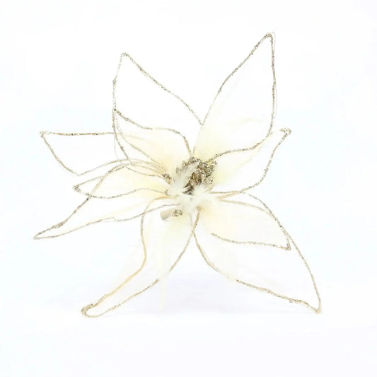 Gold Poinsettia Organza with Clip (H29cm)