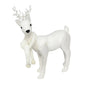 White decorative reindeer figurine with glitter antlers and cozy scarf, perfect for holiday décor