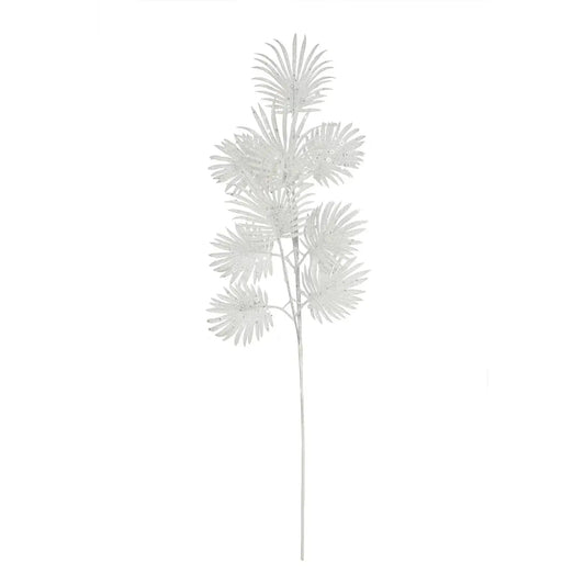 White Glitter Feather Leaf Stem (H75cm)
