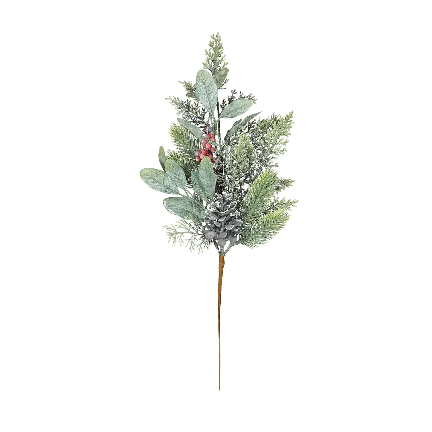 Foliage Pick with Pine Cone &amp; Red Berries (H50cm)