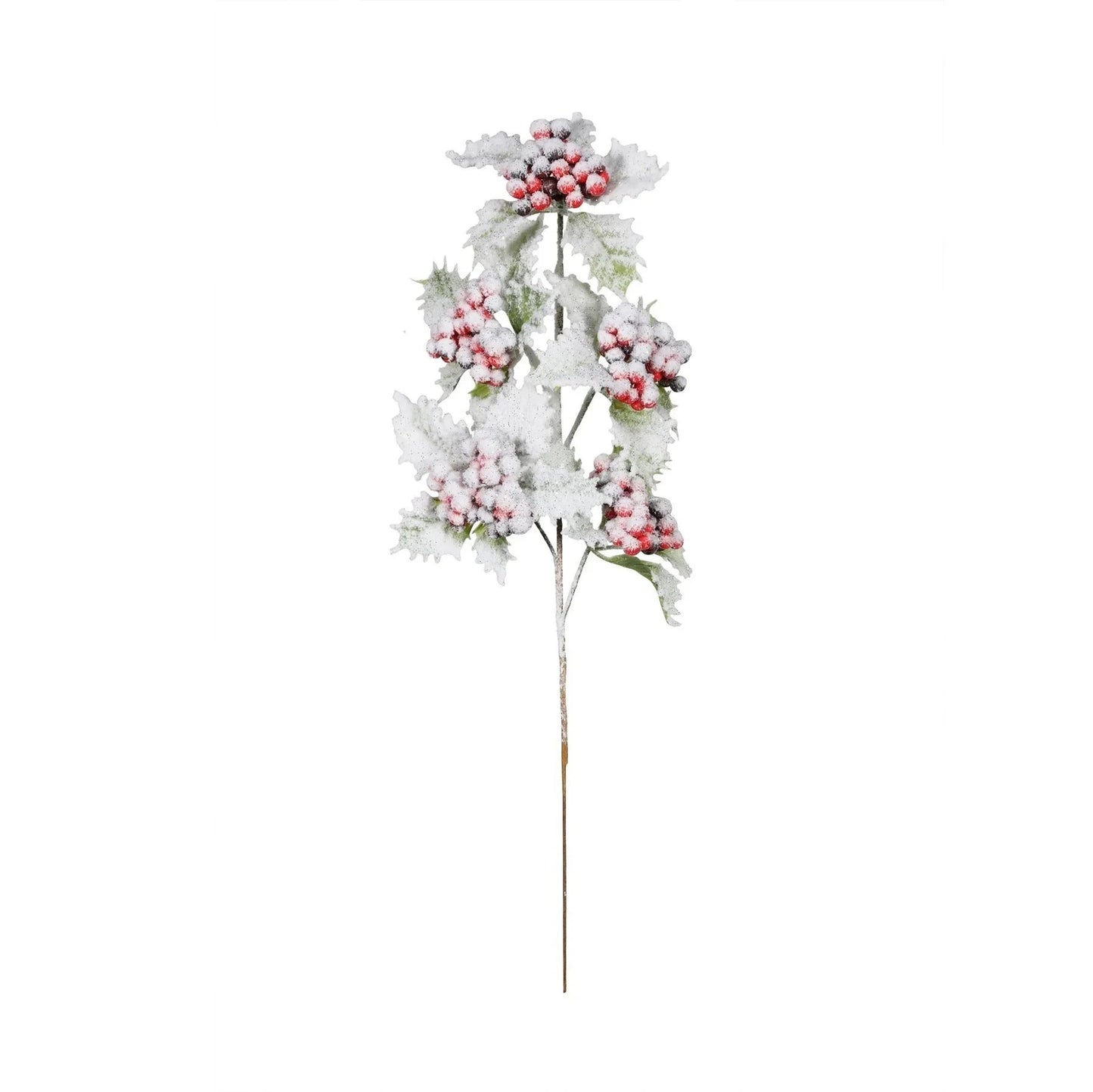 Snowy Berry &amp; Holly Stem (H48cm)