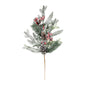 Frosted Christmas Foliage &amp; Red Berry Pick (H50cm)