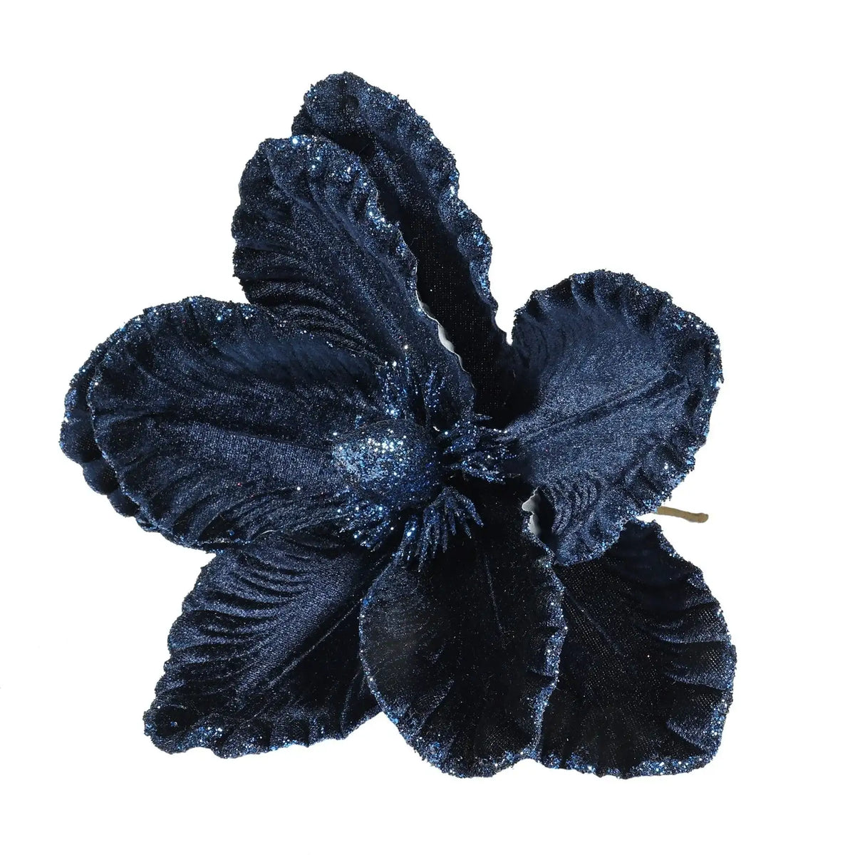 Glittery navy blue velvet flower for home décor, gifts, and celebrations