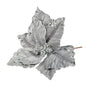 Silver glitter poinsettia flower decoration for festive home décor and holiday gifts