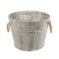 Grey Wash Barrel with Rope Handles (25.3cm)
