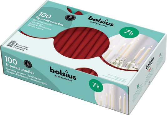 100 Bolsius Professional Tapered Candles  - Wine Red (240mm/23mm