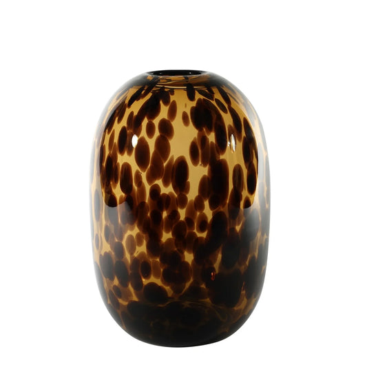 Brown and black tortoiseshell glass vase, modern decorative home decor accent