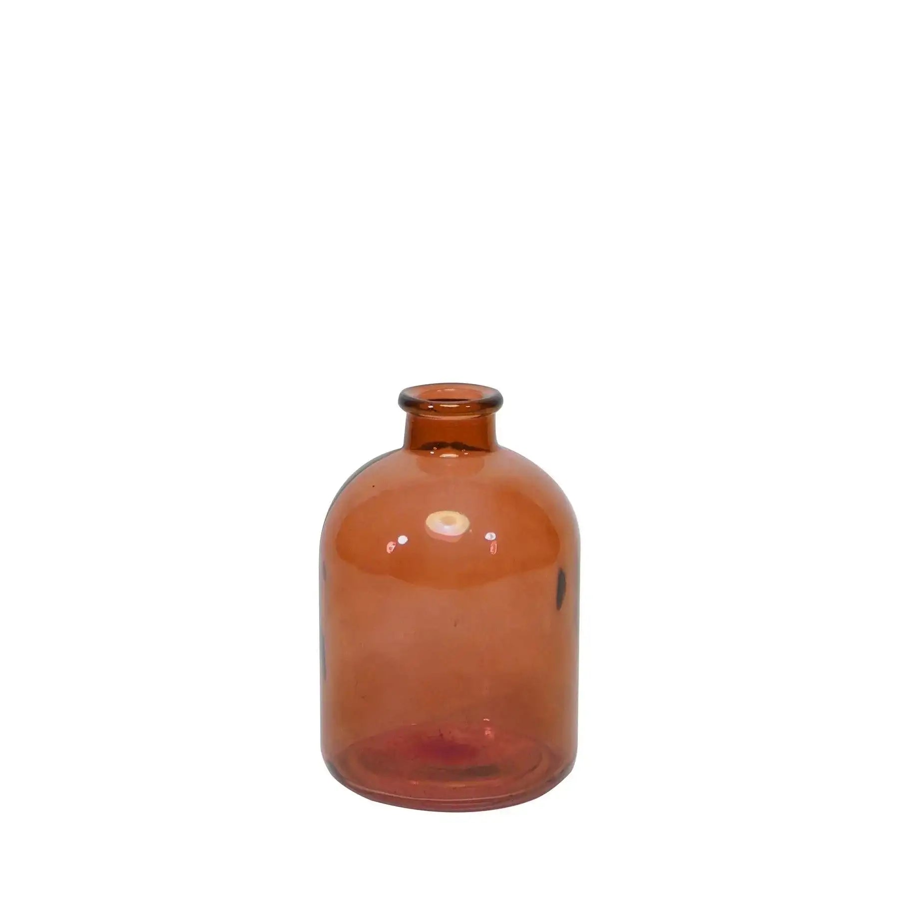 Amber glass decorative vase for home décor displayed on a white background