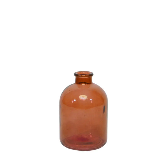 Amber glass decorative vase for home décor displayed on a white background